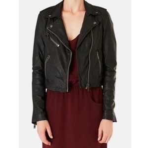 Topshop Boutique Shrunken Leather Jacket